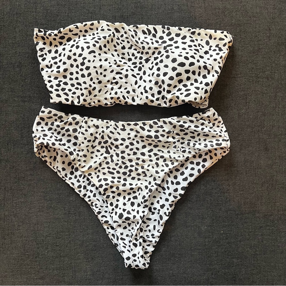 Black and White Polka Dot Bikini Set